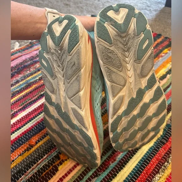 Hoka Sky Blue and Coral Athletic Shoes - Picture 8 of 8